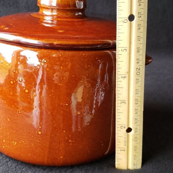 Vintage West Bend Orangy Brown Ceramic Bean Pot - Picture 9 of 10